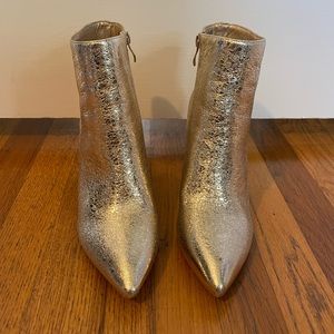 Gold Block Heel Booties NWT